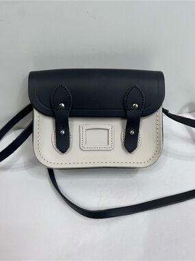 The Cambridge Satchel Company Black and Bone White Mini Crossbody Satchel